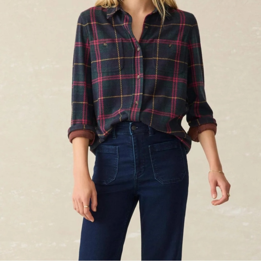 Faherty Women’s Legend Sweater Shirt Outer Limits Plaid Outdoor Cozy Size Small - Picture 12 of 12